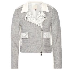 NWT Rebecca Taylor Tweed Lace Moto Jacket